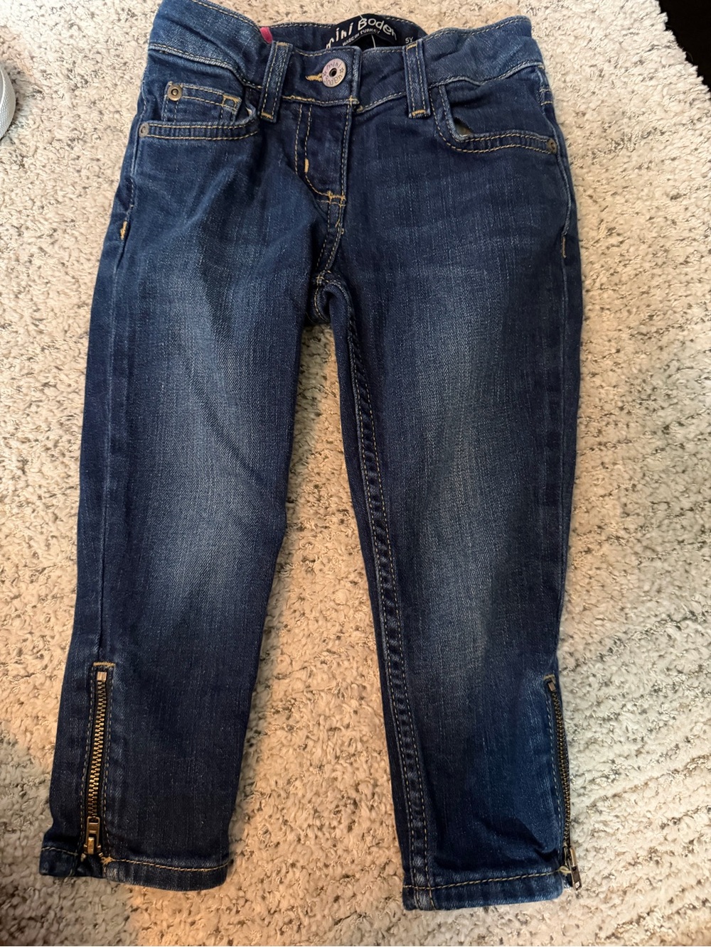 Mini Boden Dark Blue Denim Jeans with Ankle Zips Euc size 5